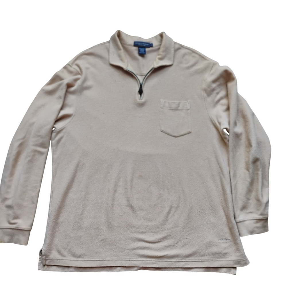 Daniel Cremieux Beige Half-Zip Pullover Size L. Cotton